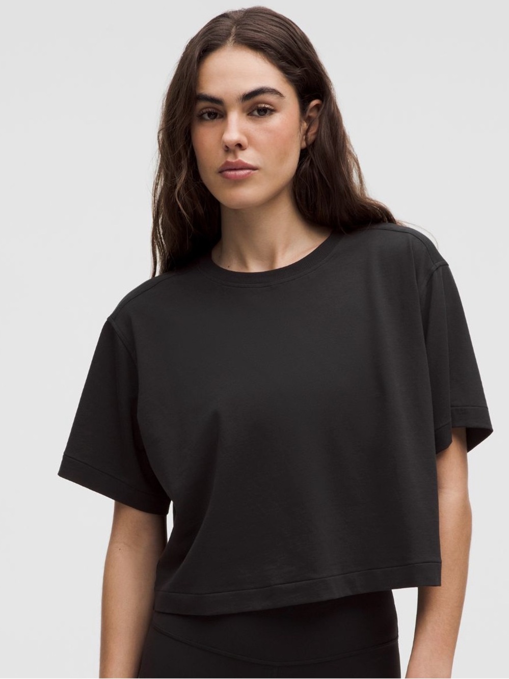 Lululemon all yours organic cotton cropped t-shirt, black/XS